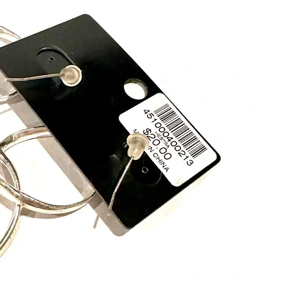 CHICO’S Silver Double Hoop Hook Earrings | NWT - Picture 2 of 5